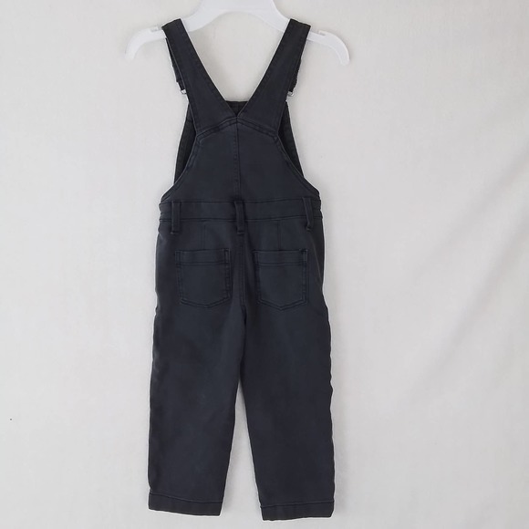 OshKosh Girls Overalls 4 Black Faded Cropped Denim Overall Jeans Relaxed Fit‎ - Picture 2 of 10